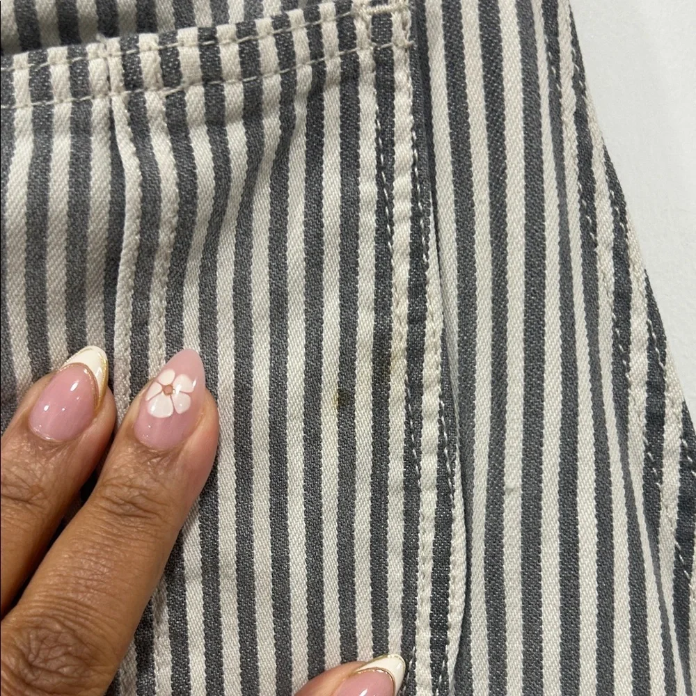 Current/Elliott Railroad Ticking Stripe Denim Shortalls - Picture 3 of 6